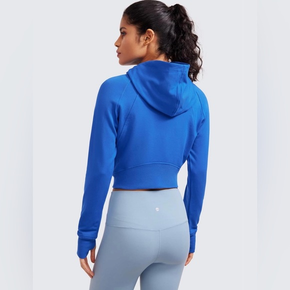 NWT CRZ YOGA Fleece Zip Cropped Hoodie Size L - Picture 2 of 12